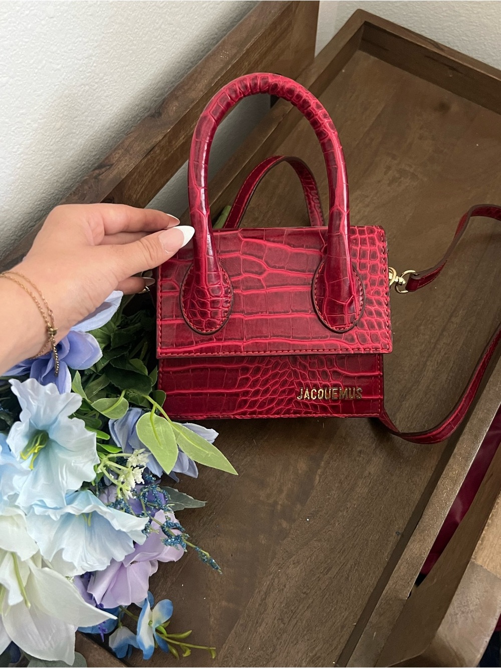 Jacquemus Red Croc-Embossed Mini Shoulder Or Top-Handle Bag